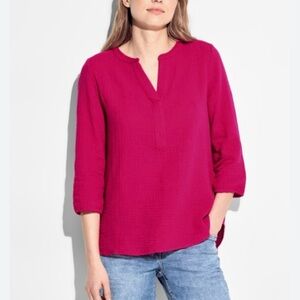 Chico’s Pink  Mandarin Collar Blouse with Three-Quarter Sleeve Size 4 ( XXL )